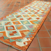 Handmade Afghan Kilim short runner - 309748