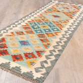 Handmade Afghan Kilim short runner - 310213