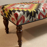 Turkish kilim covered bench stool - 310434