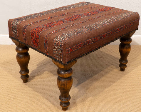 Medium Turkoman kilim covered stool - 295620