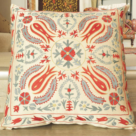 Handmade Uzbek Suzani Silk Cushion - 307746-9