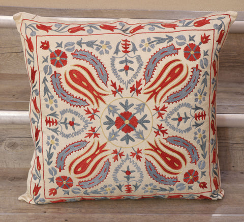 Handmade Uzbek Suzani Silk Cushion - 307746-9