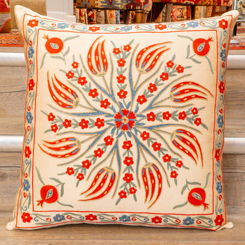 Handmade Uzbek Suzani Silk Cushion - 307746-AV