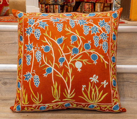Handmade Uzbek Suzani Silk Cushion - 307746-AX