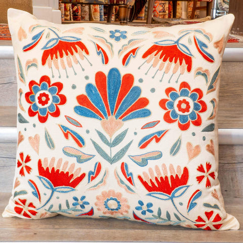 Handmade Uzbek Suzani Silk Cushion - 307746-BG