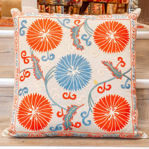 Handmade Uzbek Suzani Silk Cushion - 307746BO
