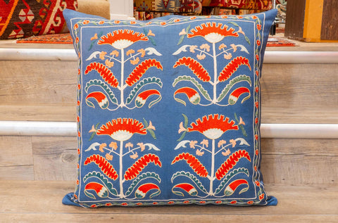 Handmade Uzbek Suzani Silk Cushion - 307746-BS