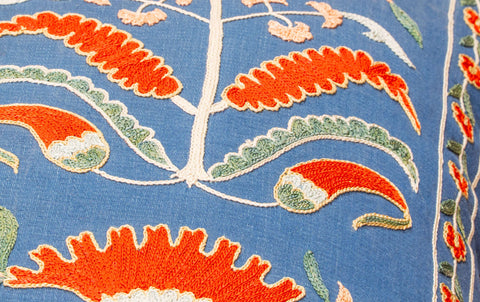 Handmade Uzbek Suzani Silk Cushion - 307746-BS