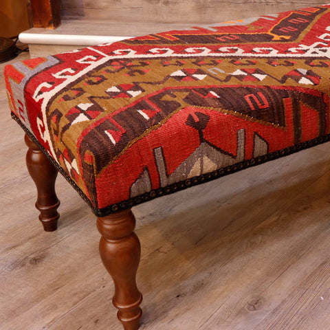 Turkish kilim covered bench stool - 308017
