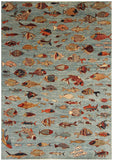 Handmade Afghan Fish rug - ENR308457