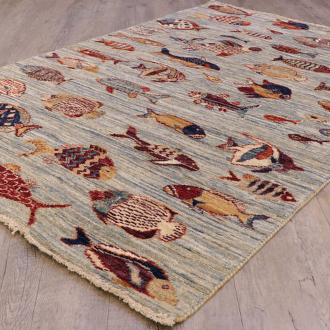 Handmade Afghan Fish rug - 308462