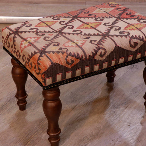 Medium Turkish kilim covered stool - 308683