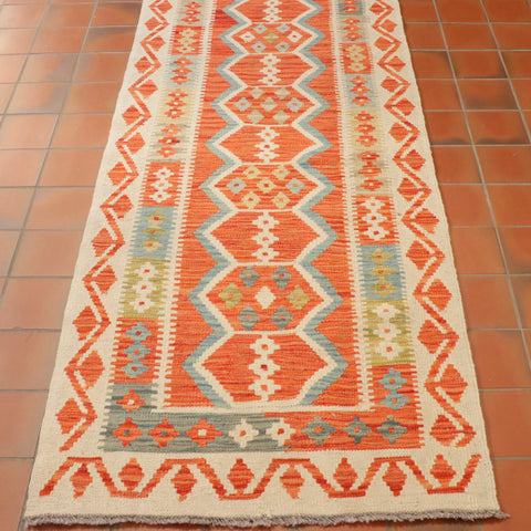 Handmade Afghan Kilim extra long runner - 308919