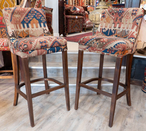Turkish kilim covered bar stool -309074a