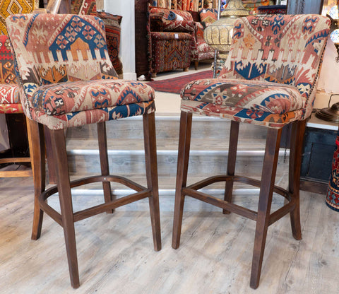 Turkish kilim covered bar stool -309074b