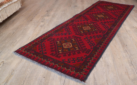 Handmade Afghan Khal Mohammadi short runner - 309180