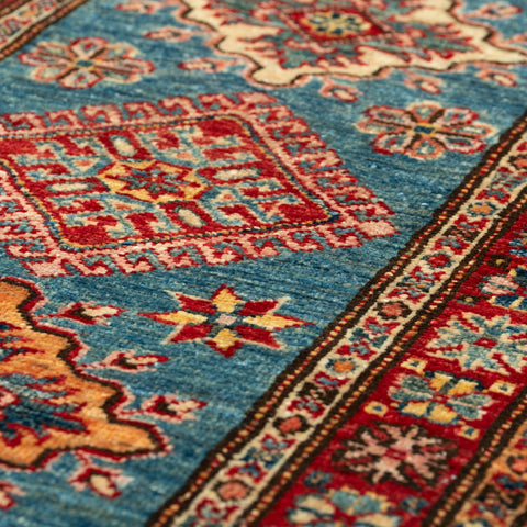 Handmade fine Afghan Kazak short runner - 309249