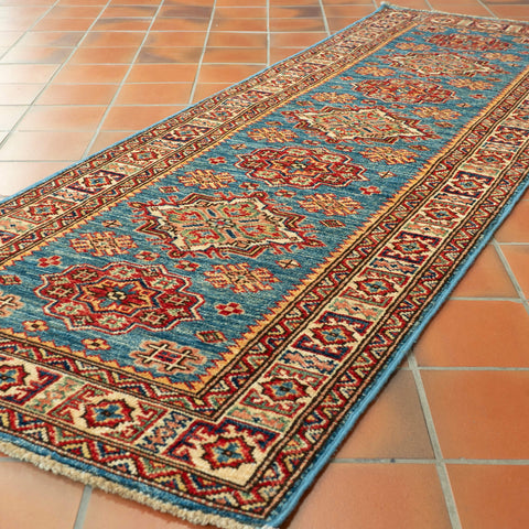 Handmade fine Afghan Kazak short runner - 309253