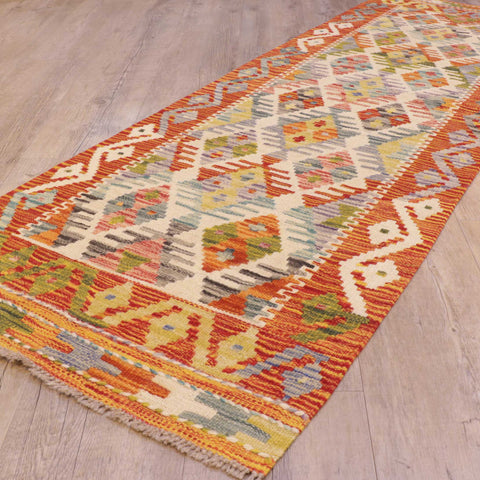 Handmade Afghan Kilim short runner - 309285