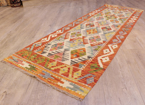 Handmade Afghan Kilim short runner - 309285