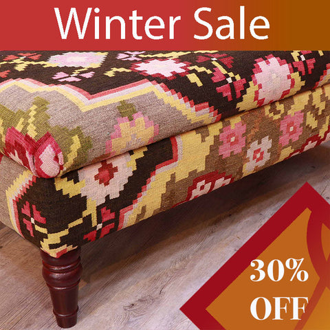 Moldavan Kilim covered ottoman - WS309324