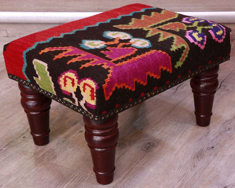 Small handmade Karabakh kilim stool - 309330