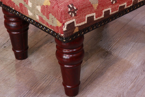 Small handmade Turkish kilim stool - 309331