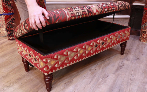 Turkish Kilim covered ottoman -309357