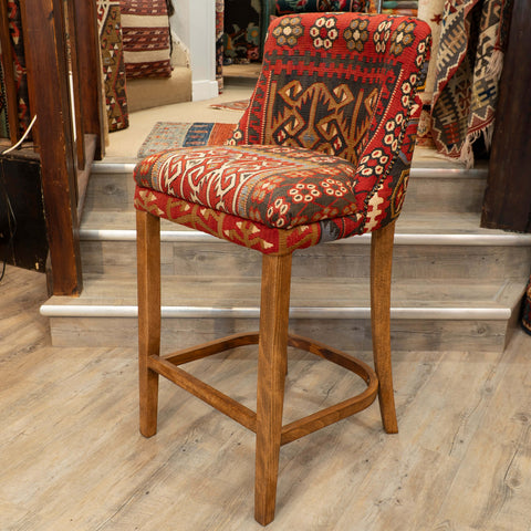 Turkish kilim covered Counter height stool - 309384