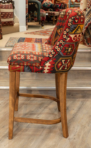 Turkish kilim covered Counter height stool - 309384