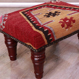 Small handmade Turkish kilim stool - 309401