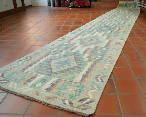 Handmade Afghan Kilim extra long runner - 309423