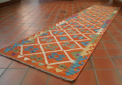 Handmade Afghan Kilim medium runner - 309426