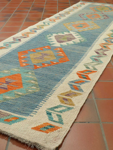 Handmade Afghan Kilim short runner - 309432