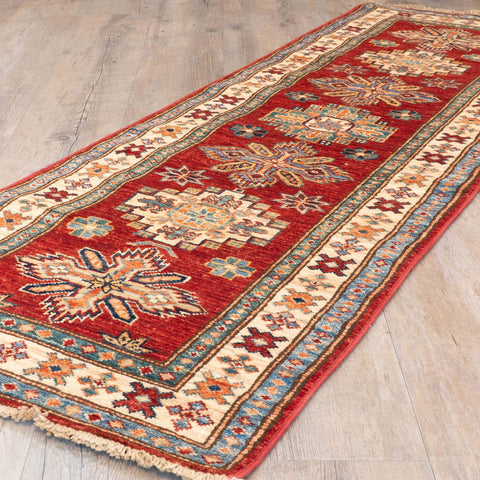 Handmade fine Afghan Kazak short runner - 309454