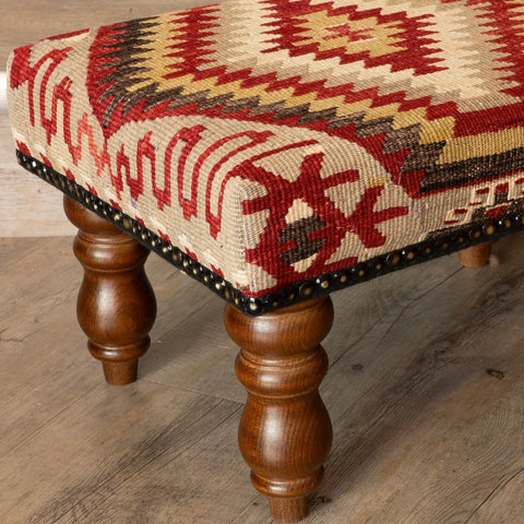 Small handmade Turkish kilim stool - 309526