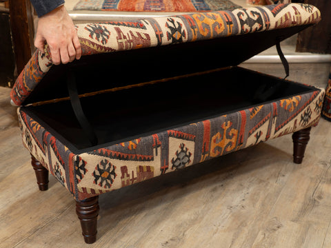 Turkish Kilim covered ottoman - 309670