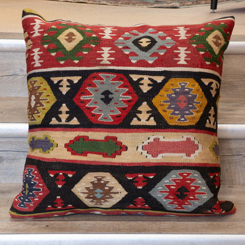 Large Handmade Turkish kilim cushion - 309673-AG