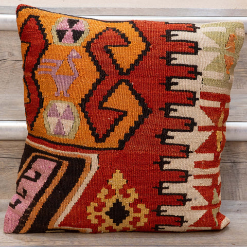 Small Handmade Turkish kilim cushion - 309674-AA