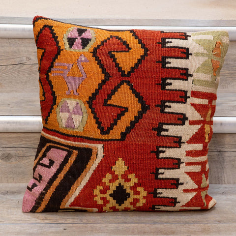 Small Handmade Turkish kilim cushion - 309674-AA