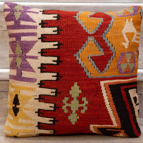 Small Handmade Turkish kilim cushion - 309674-AD