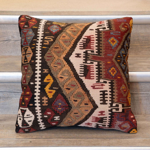Small Handmade Turkish kilim cushion -309674-AW