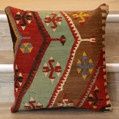 Small Handmade Turkish kilim cushion - 309674-G