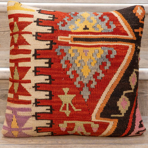 Small Handmade Turkish kilim cushion - 309674-Q