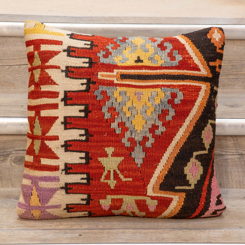 Small Handmade Turkish kilim cushion - 309674-Q