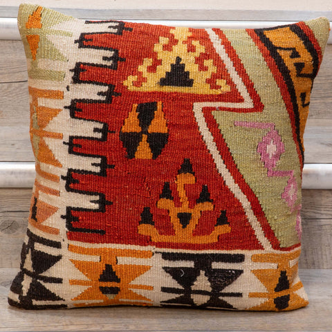 Small Handmade Turkish kilim cushion - 309674-T