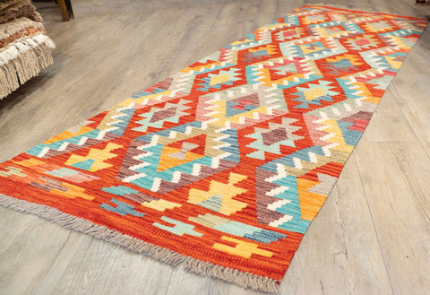 Handmade Afghan Kilim short runner - 309692