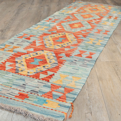 Handmade Afghan Kilim short runner - 309693