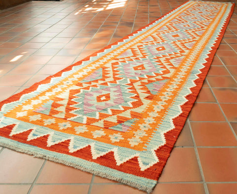 Handmade Afghan Kilim runner - 309737