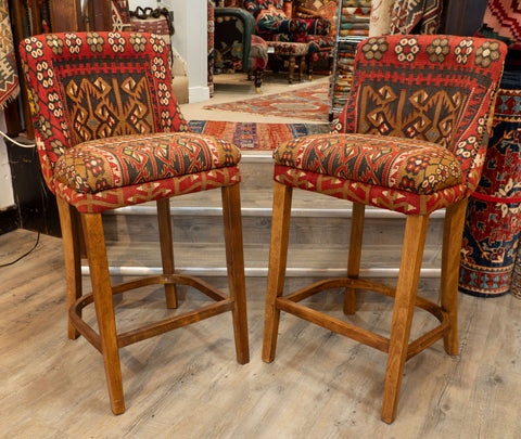 Turkish kilim covered Counter height stool - 309772